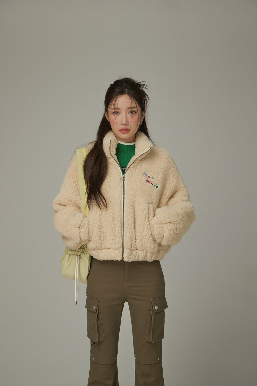 CHUU Color Fleece Loose Zip-Up Jacket