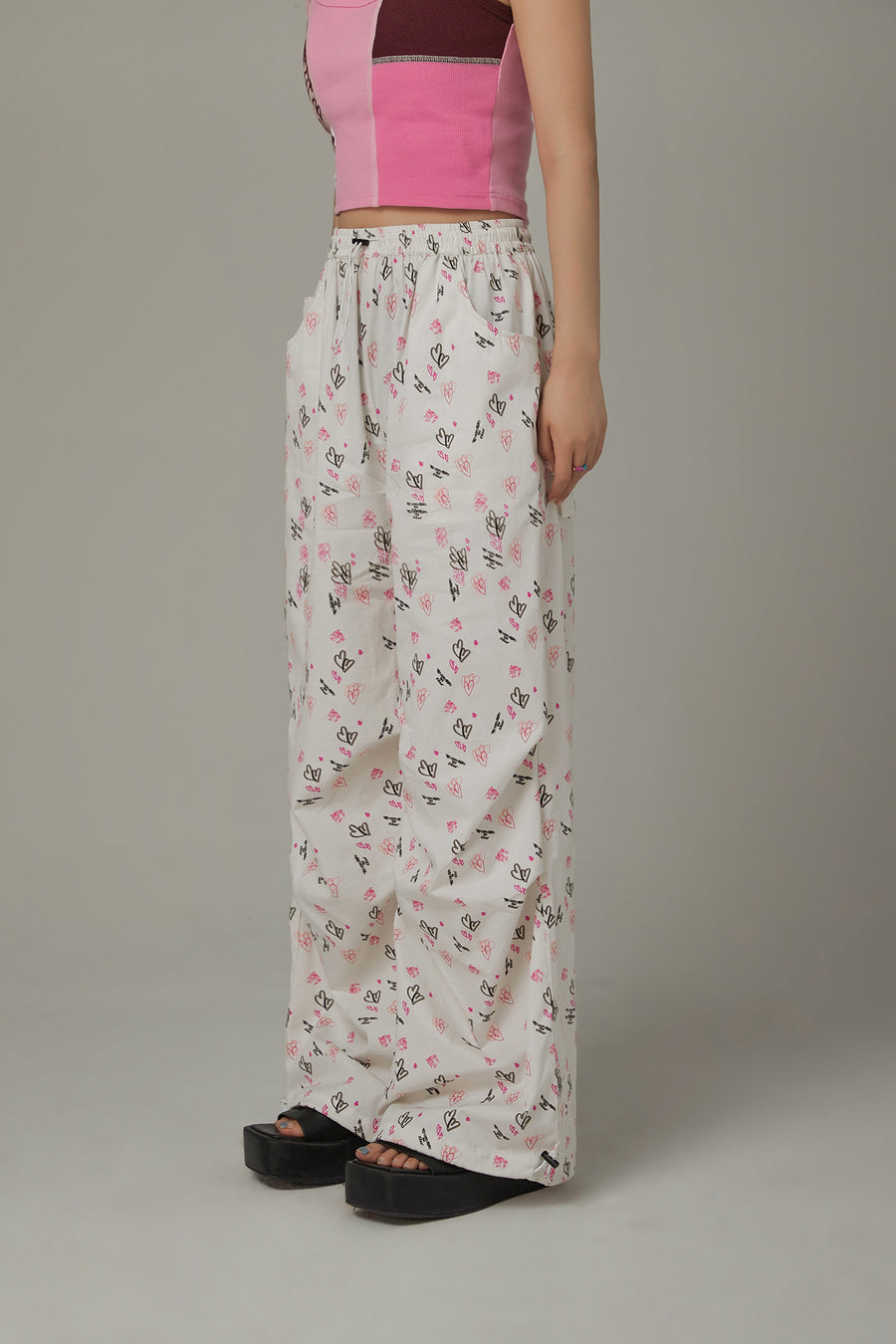 CHUU Heart String Wide Pants