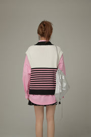 Multi Color Stripe Sleeveless Knit Vest