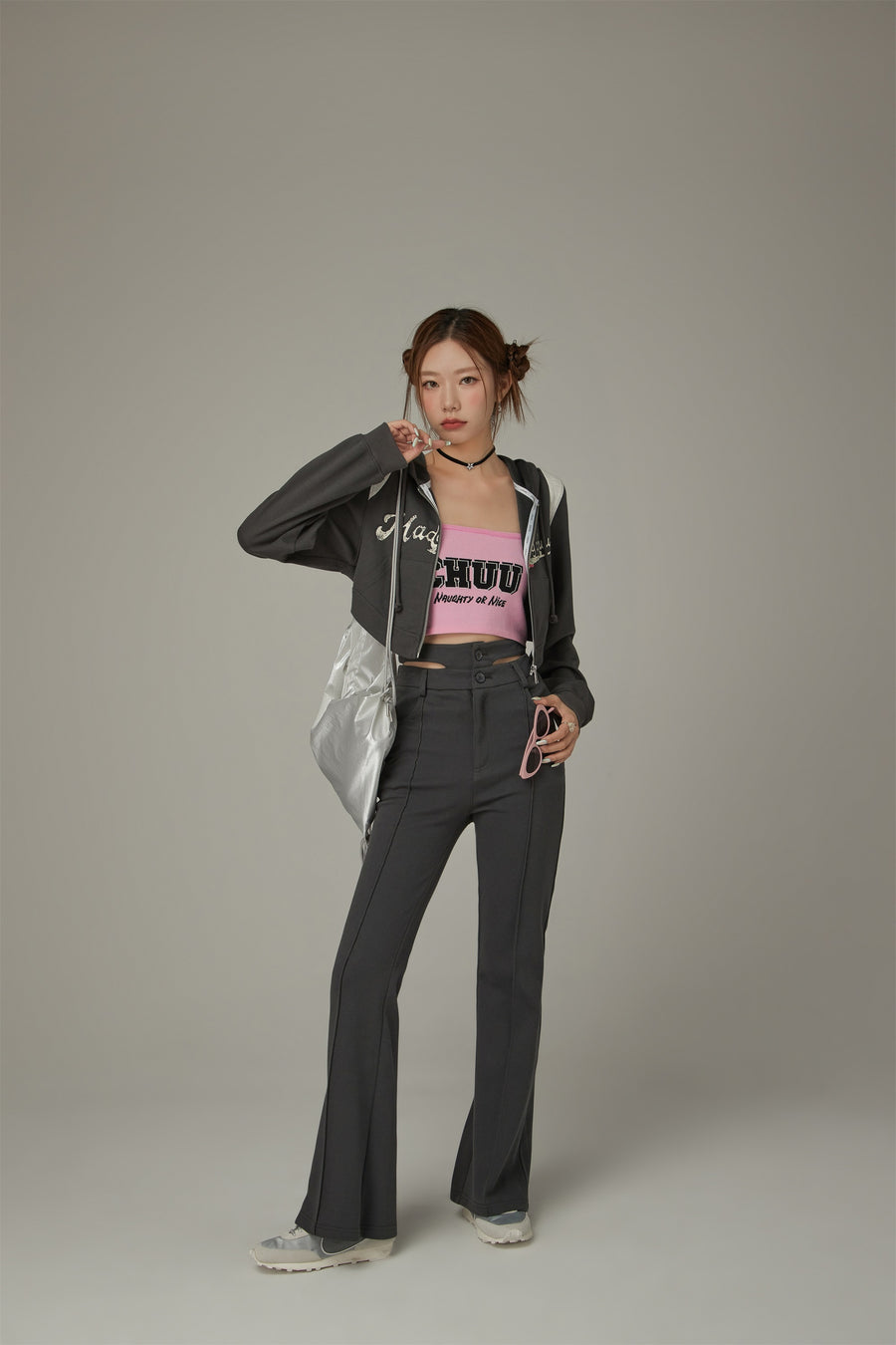 CHUU Slit Semi Bootcut Pants