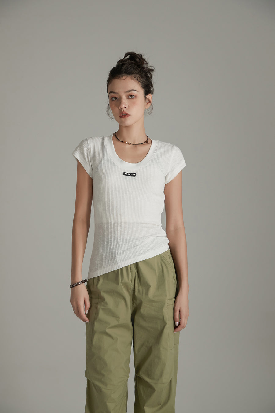 CHUU Simple Ribbed Slimfit T-Shirt