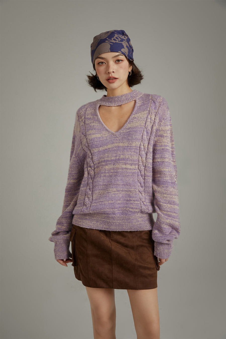 CHUU Front Cutout Loose Fit Knit Sweater