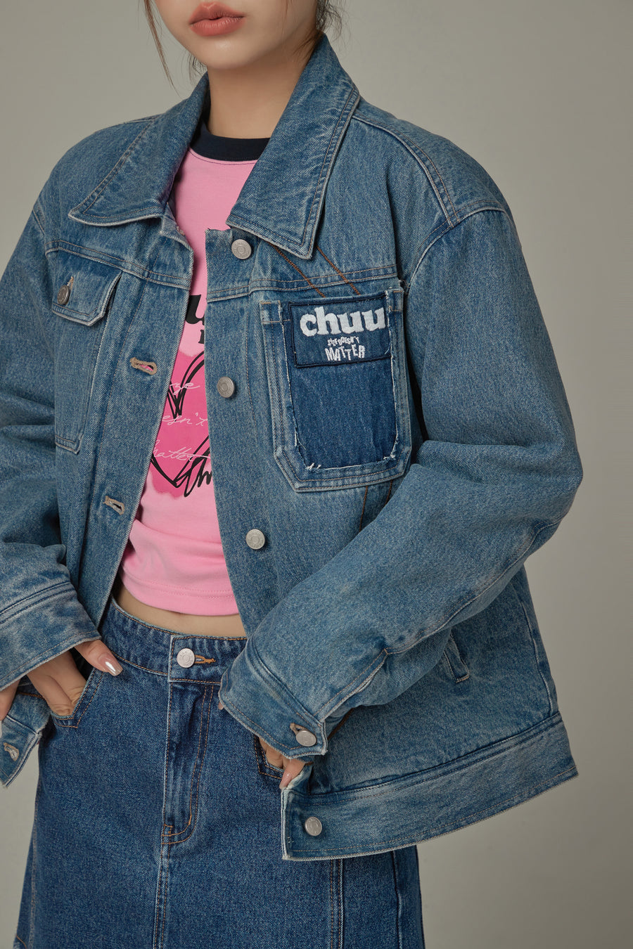 CHUU Logo Denim Loose Fit Jacket