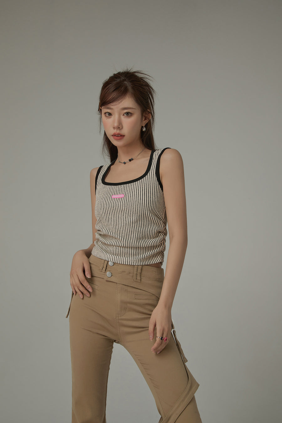 CHUU Square Neck Stripe Top