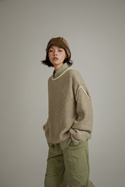 Line Color Combination Loose Knit Sweater