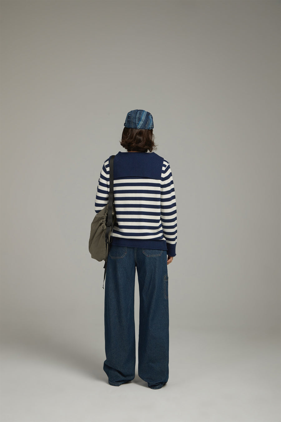 CHUU Collar Striped Knit Sweater