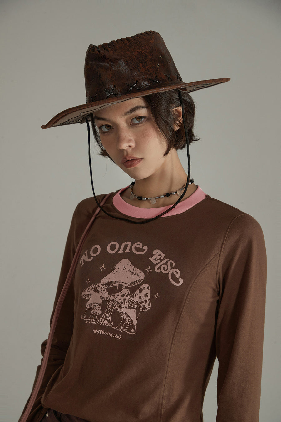 CHUU Retro Mushroom Line Color Long Sleeve T-Shirt