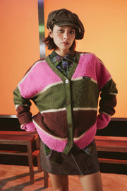 Color Combination Stripe Knit Cardigan