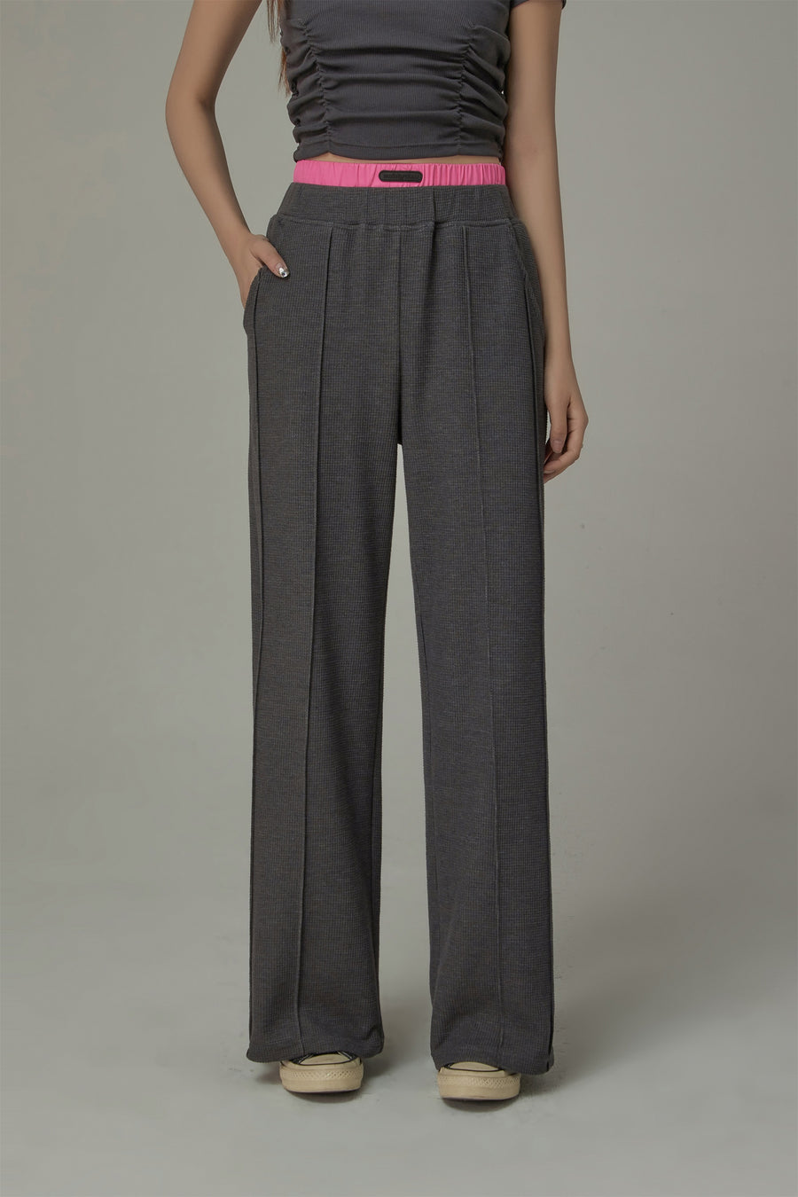 CHUU Wide Double Banding Loose Fit Pants