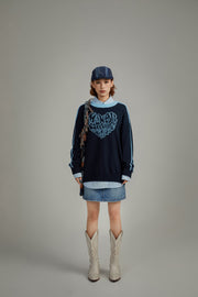 Heart Lettering Knit Sweatshirt