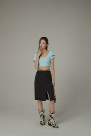 Side String Casual Slit Skirt