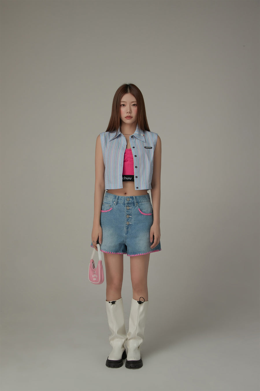 CHUU Rainbow Striped Sleeveless Shirt