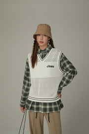 Hole Pattern Knit Sweater Vest