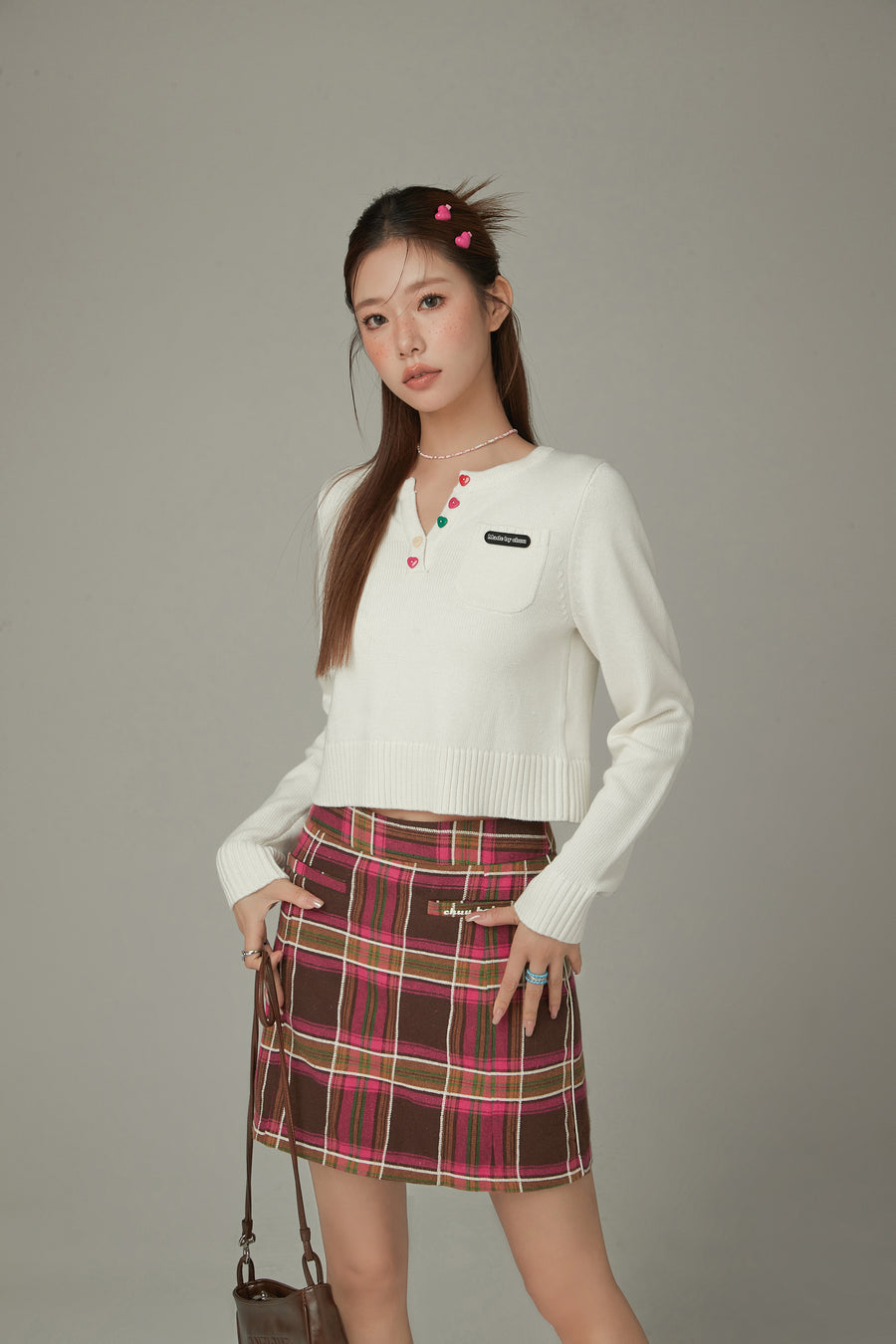 CHUU Rainbow Button Knit Top