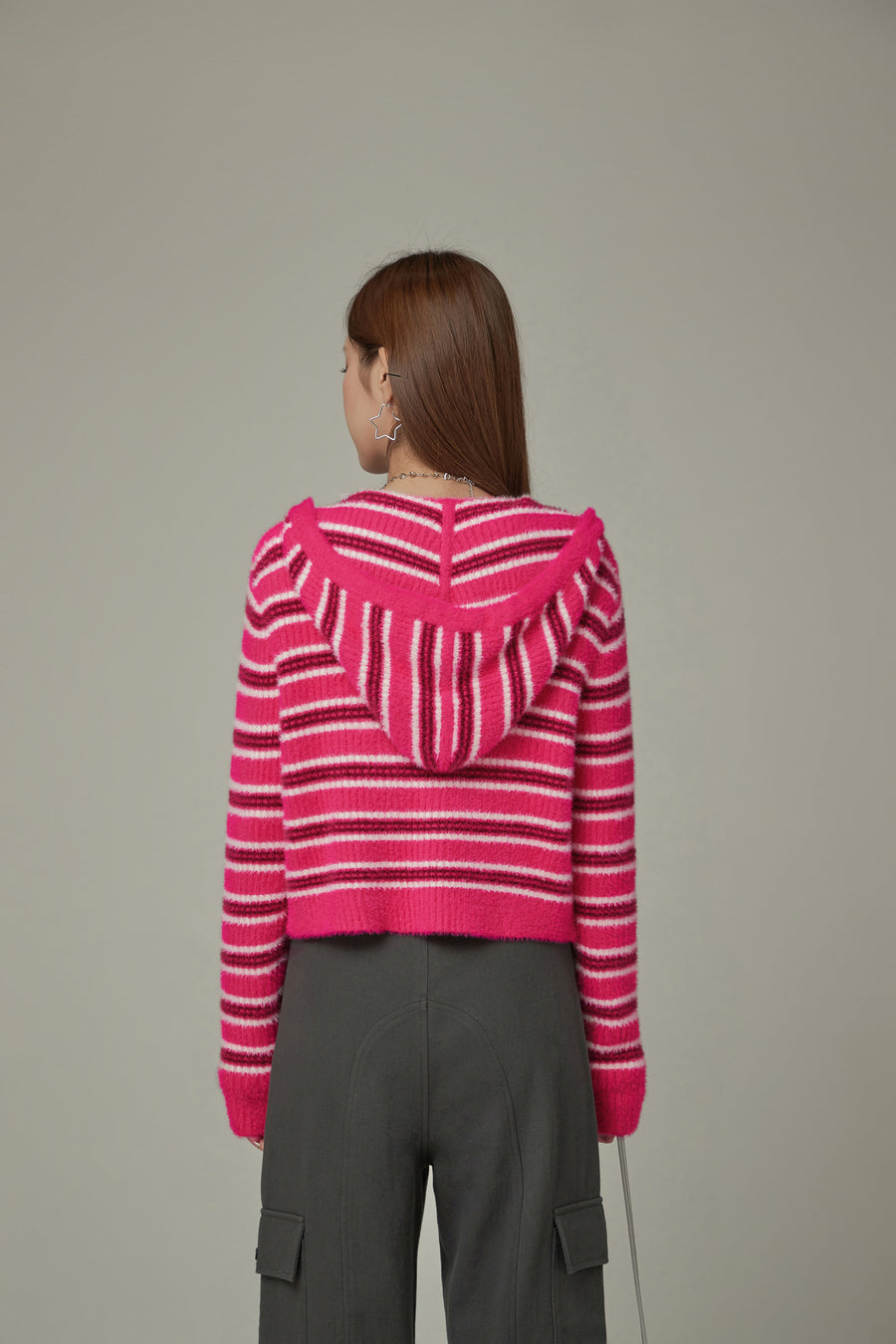 CHUU Striped Hooded Basic Zip-Up