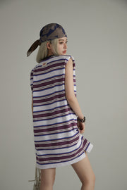 Striped Noe Center Logo Sleeveless T-Shirt Dress