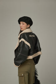 Collar Leather Crop Jacket