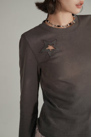 Slit Star Long Sleeve T-Shirt