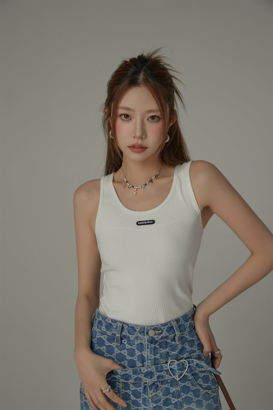 CHUU Ribbed Sleeveless Slim Top