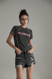 Noe Lettering Stitch Point Short Sleeve T-Shirt