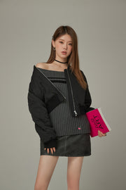 Loose Fit Varsity Qualited Sleeve Jacket