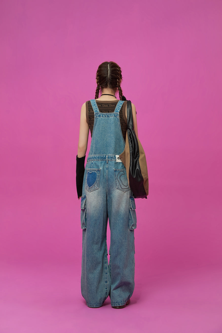 CHUU Big Pocket Denim Overalls