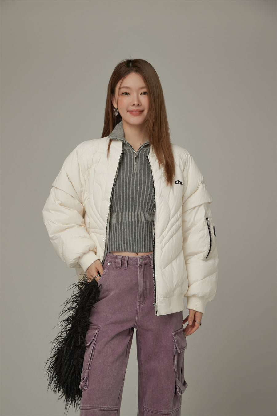 CHUU Heart Quilting Padded Jacket