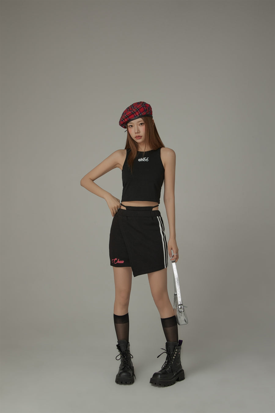 CHUU Waist String Slim Unbalanced Mini Skirt