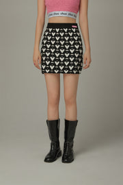 Heart Pattern Mini Skirt