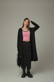 Slit Wrap Button Knit Long Cardigan