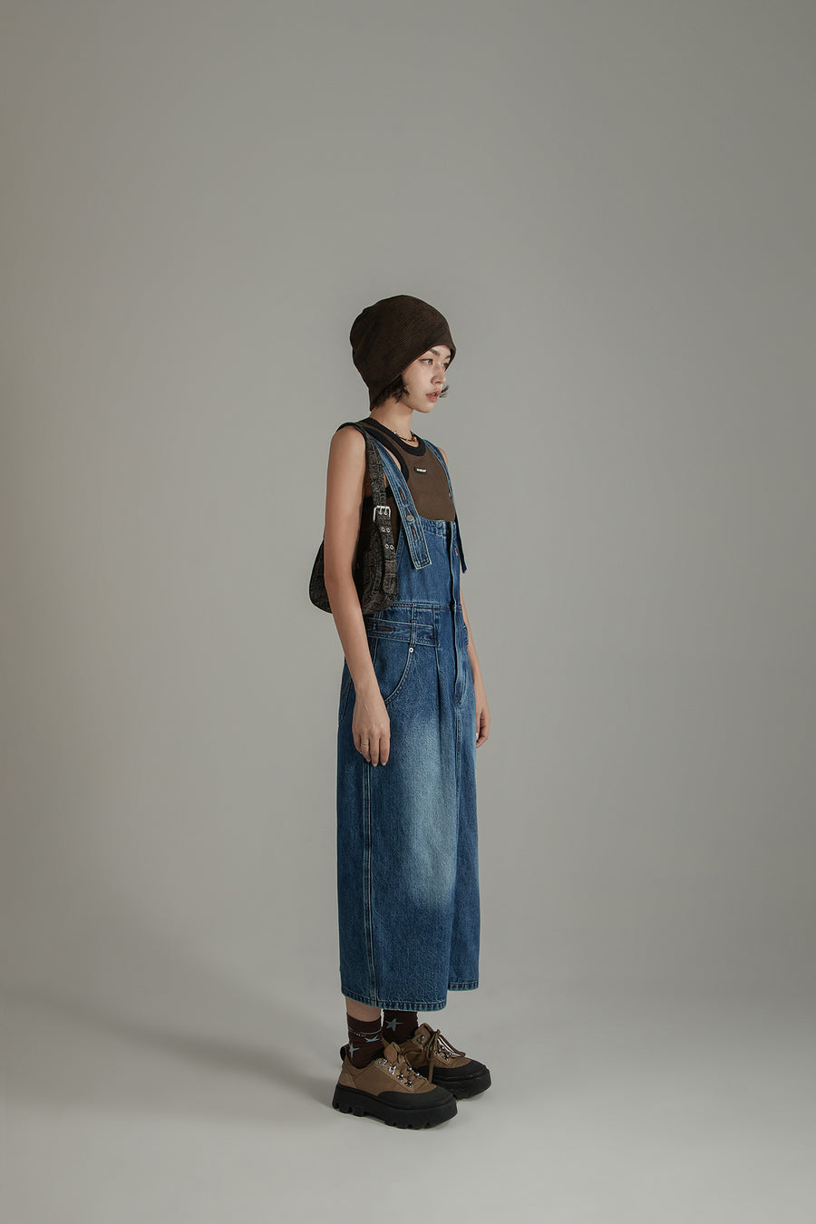 CHUU Denim Overalls Long Dress