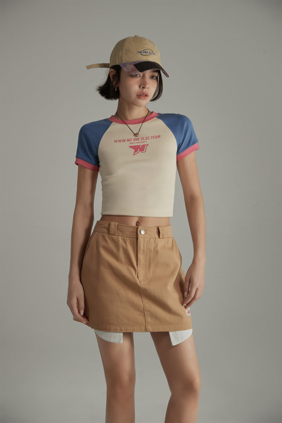 CHUU Exposed Pockets A-Line Mini Skirt