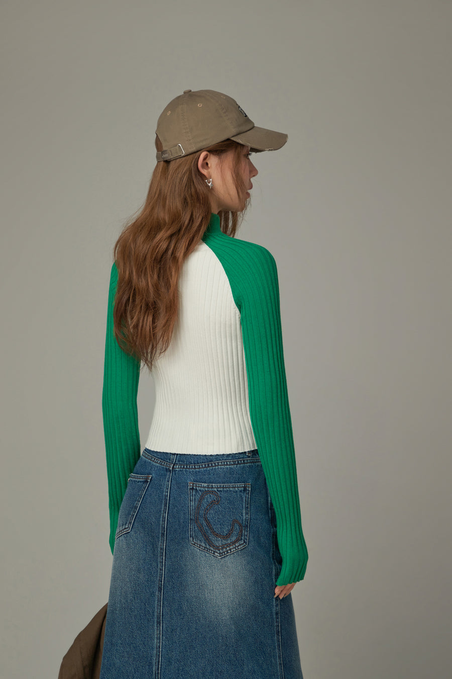 CHUU Half Zip-Up Color Knit Sweater