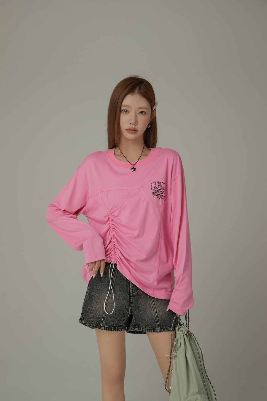 CHUU Drawstring Loosefit Long Sleeve T-Shirt