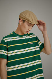 Multi-Color Striped Loose-Fit Short Sleeve T-Shirt