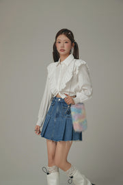 Ruffle Cropped Drawstring Shirt