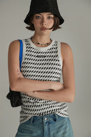 Color Contrast Trendy Slim Sleeveless Top