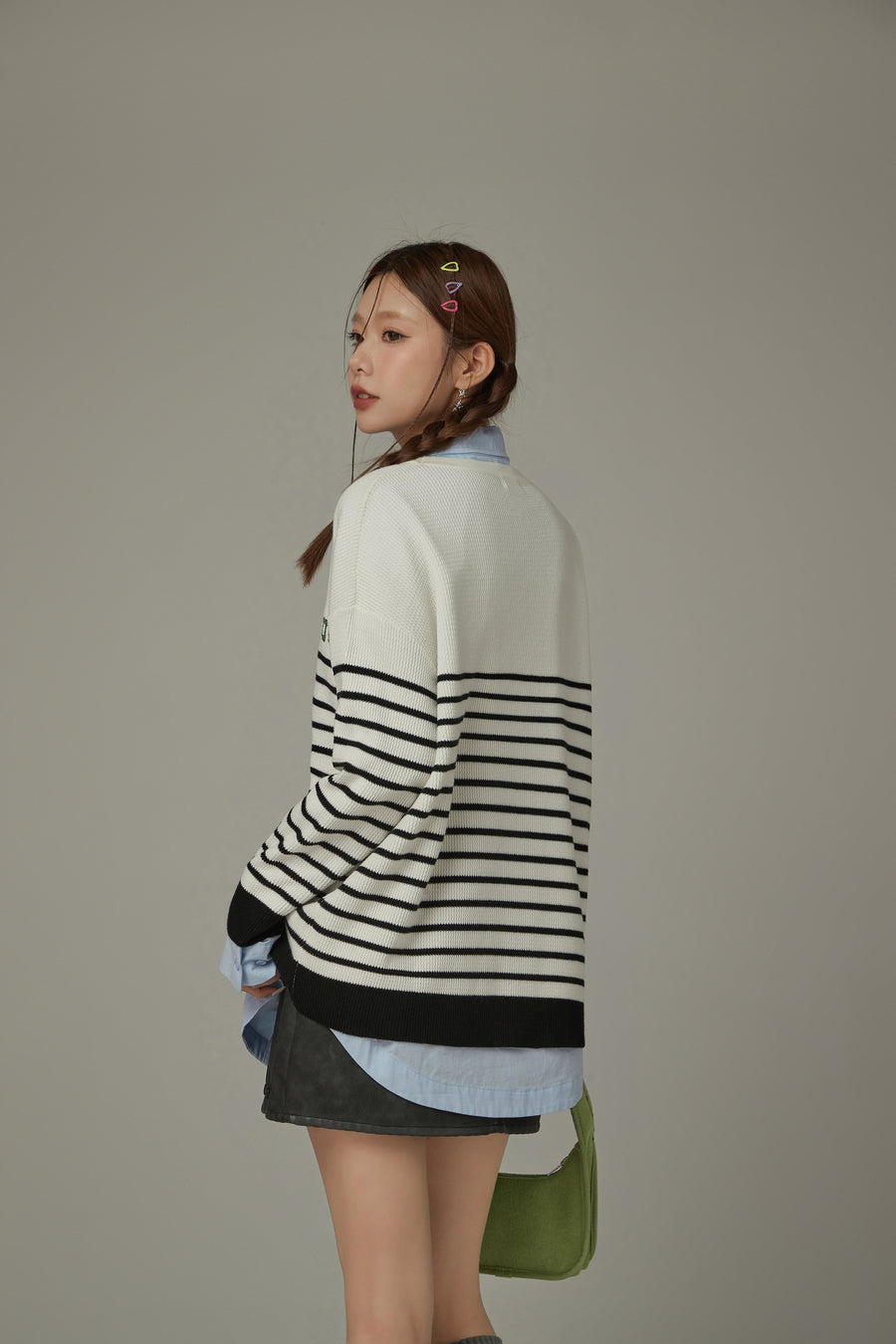 CHUU Stripe Long Sleeve Knit Sweater