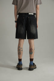 Black Denim Baggy Bermuda Shorts