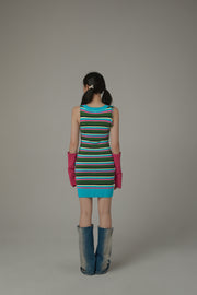 Rainbow Sleeveless Slim Dress