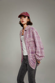 Checked Long Sleeve Boxy Shirt