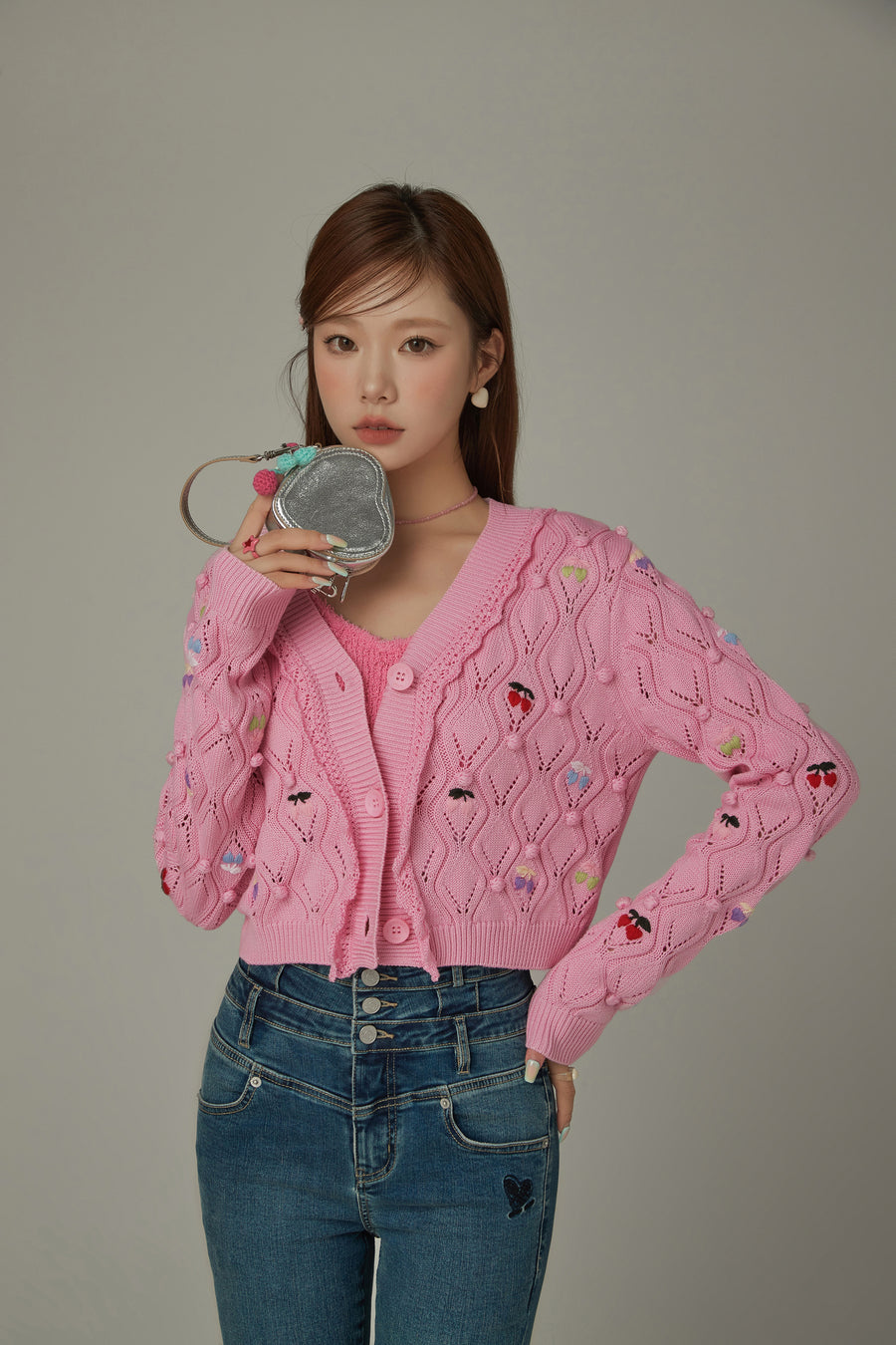 CHUU Cherry Knit Color Cardigan