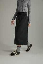 Simple Drawstring Long Skirt