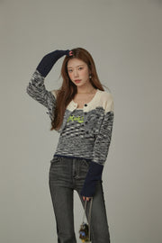 Contrast Logo Cropped Cardigan