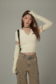 Sleeve Slit Knit Top