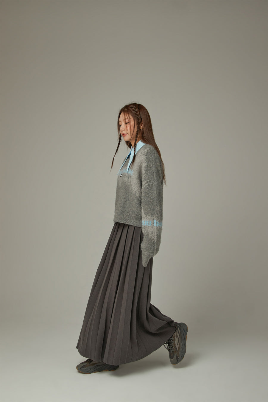 CHUU Color Pleated Long Skirt