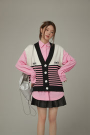 Multi Color Stripe Sleeveless Knit Vest