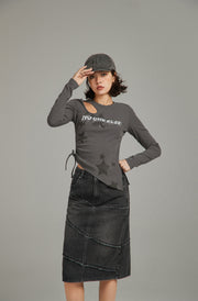 Star Slit Shirring T-Shirt