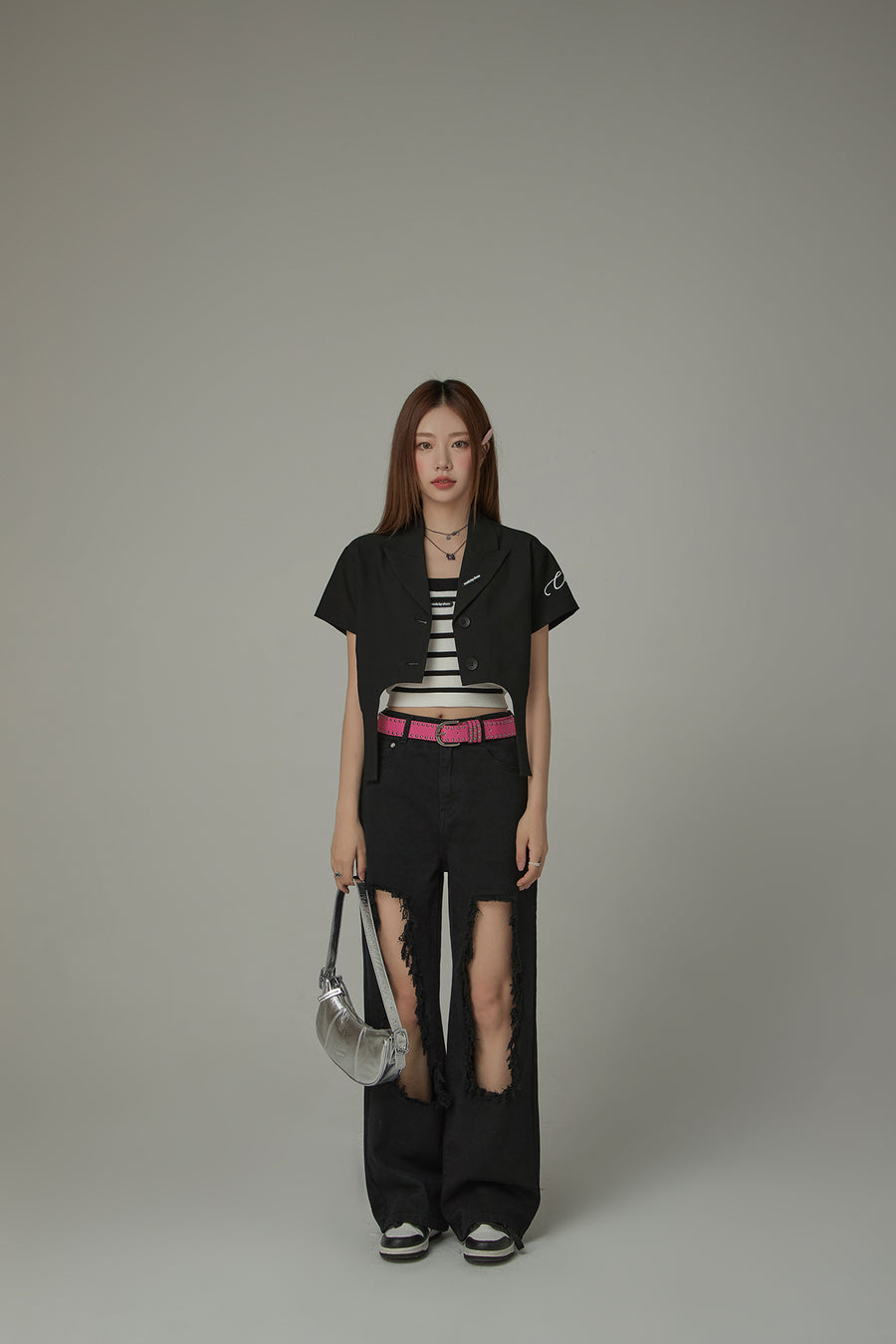 CHUU Single-Button Short Sleeve Crop Jacket