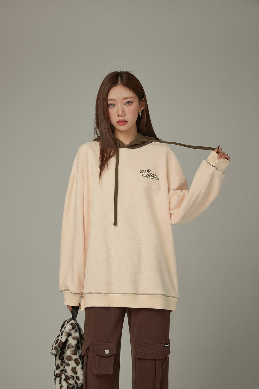 CHUU Fleece Color Combination Hoodie